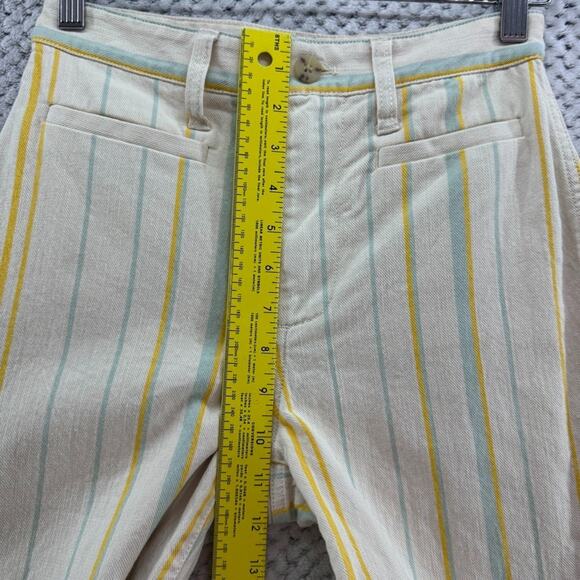 Madewell Pants Womens 24P Yellow Striped Emmett Wide Leg Crop High Rise Trouser - Picture 12 of 15